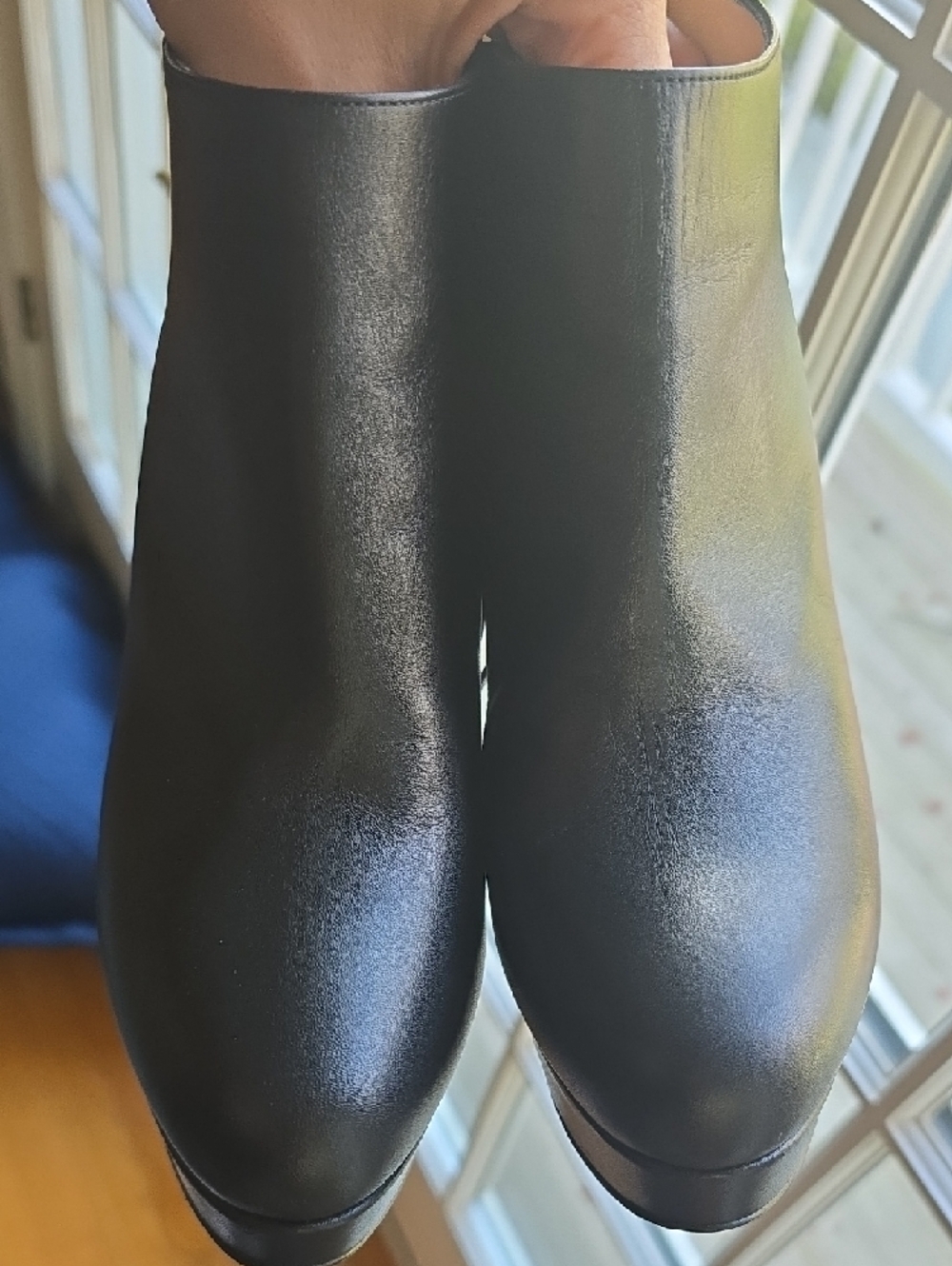 Black Leather High-Heel Platform Ankle Boots - Picture 6 of 6